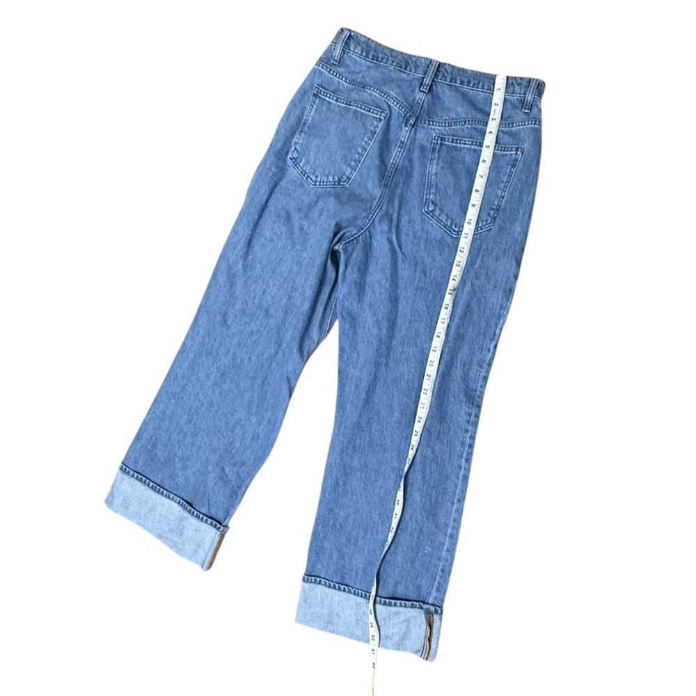 Frame Women's Rolled High Rise Wide Leg Jeans Blue Denim Size 30 Meadow - Picture 6 of 7